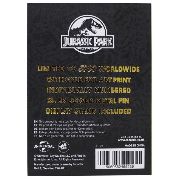 Jurassic Park 24K Gold Plated XL Premium Pin Badge